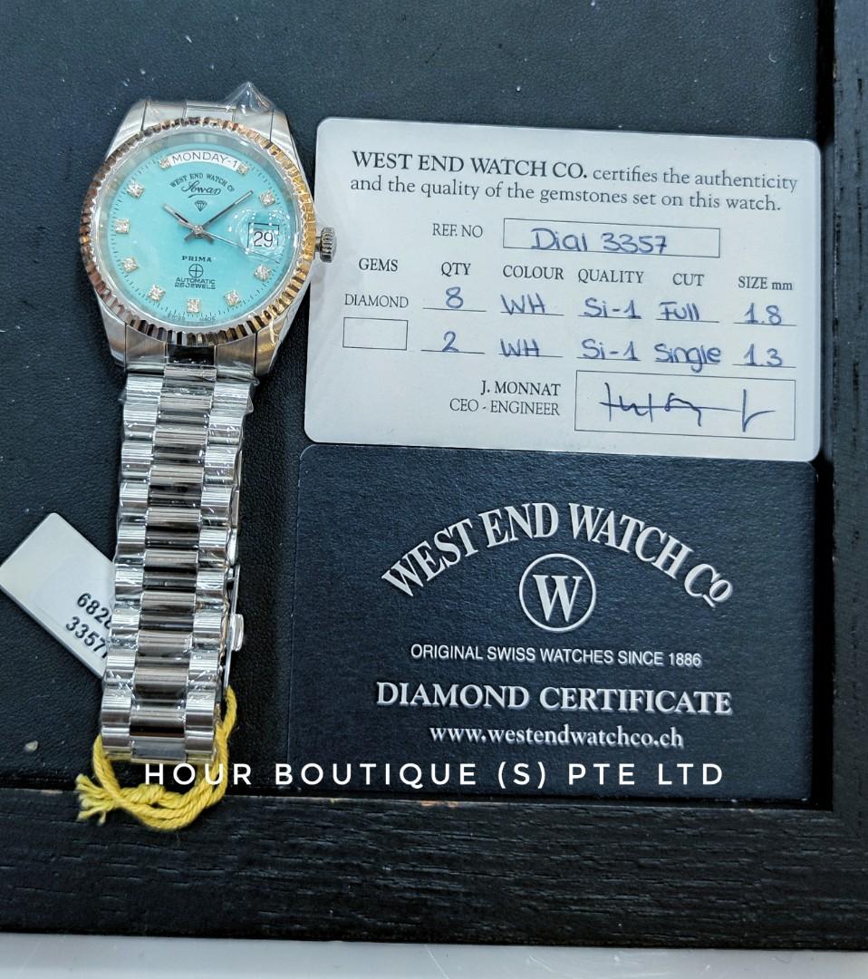 Brand New Westend Watch Co. Mint Blue Dial with Genuine Diamonds