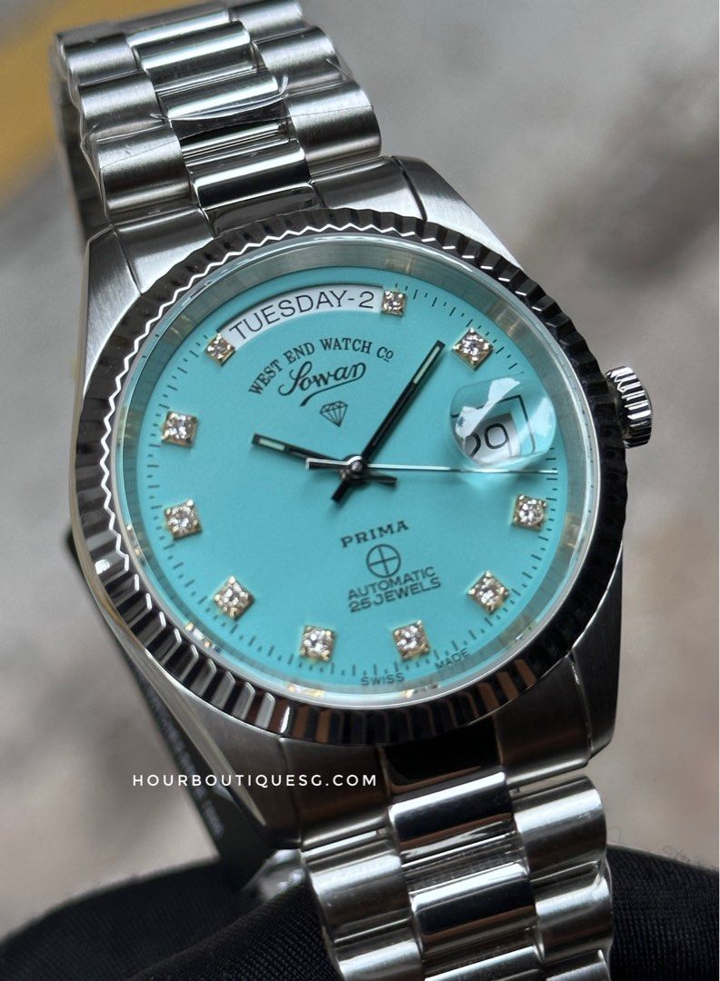 Brand New Westend Watch Co. Mint Blue Dial with Genuine Diamonds