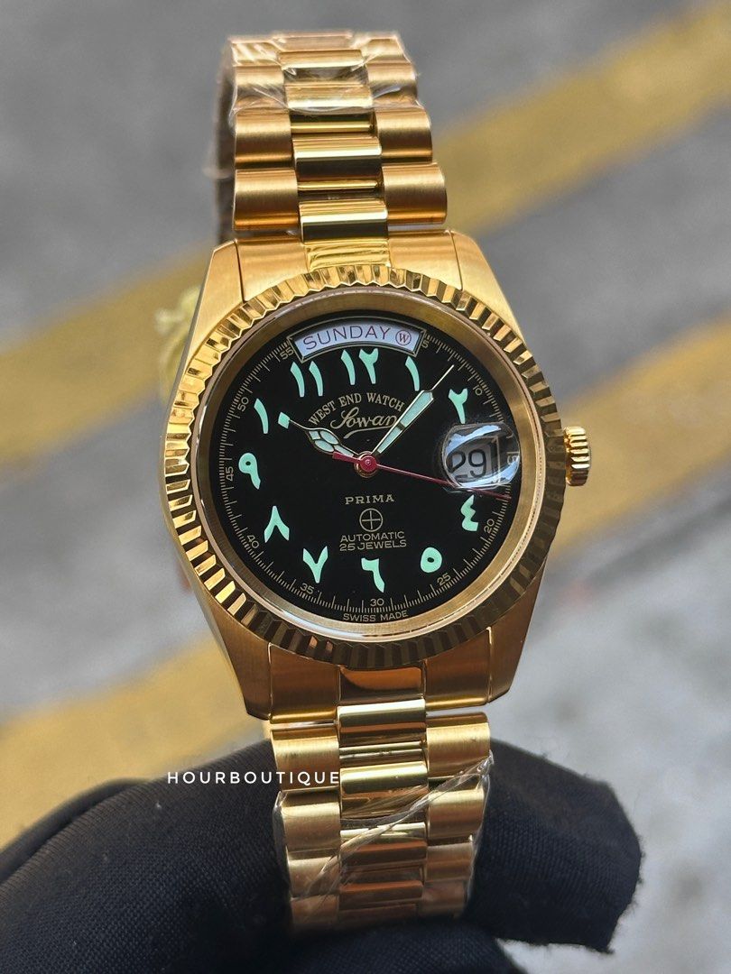 Brand New WestEnd Watch Co. PVD Gold 37mm Swiss Made Jawi Dial Automatic Watch