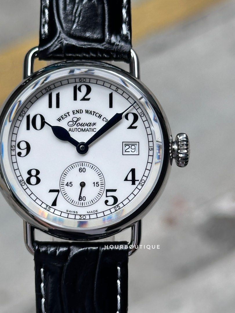Brand New WESTEND Watch Company Sowar Automatic Mens Dress Watch White Porcelain Dial Swiss Made