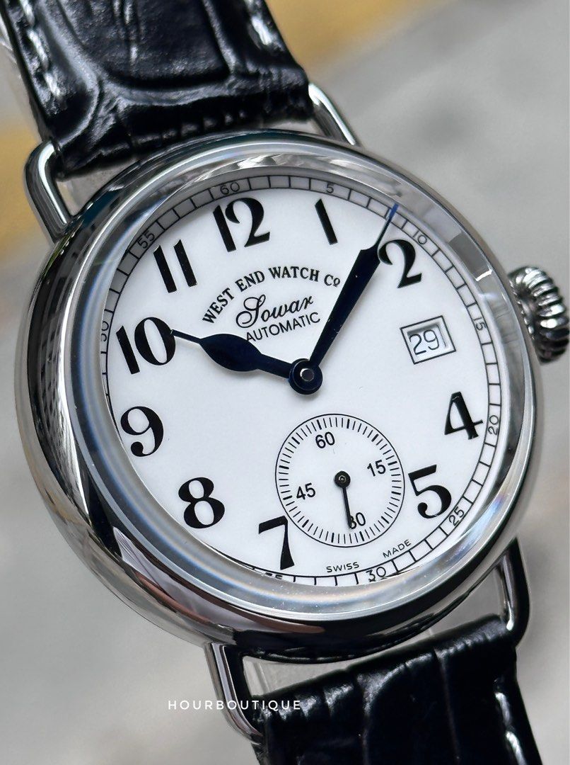 Brand New WESTEND Watch Company Sowar Automatic Mens Dress Watch White Porcelain Dial Swiss Made