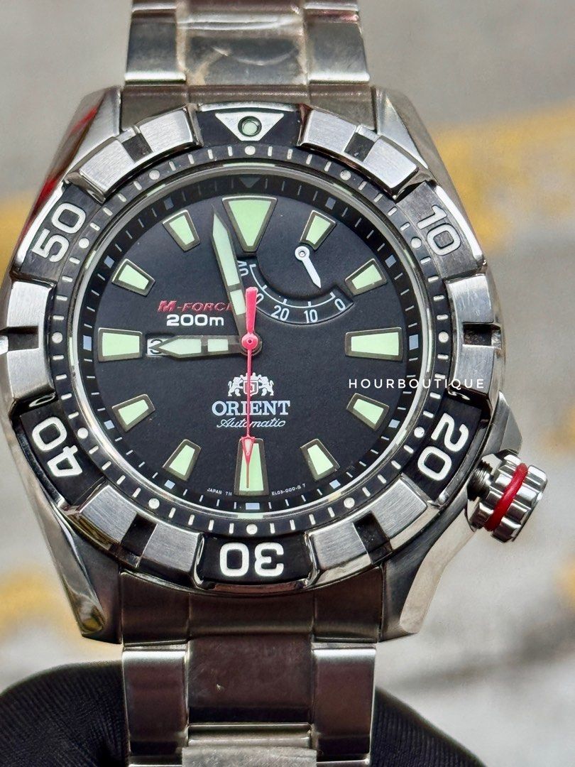 * NOS * Orient M-Force Black Dial Automatic Divers Watch SEL03001B