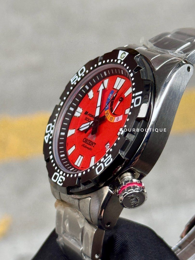 * NOS * Orient M-Force Orange Dial Automatic Divers Watch SEL0A003M