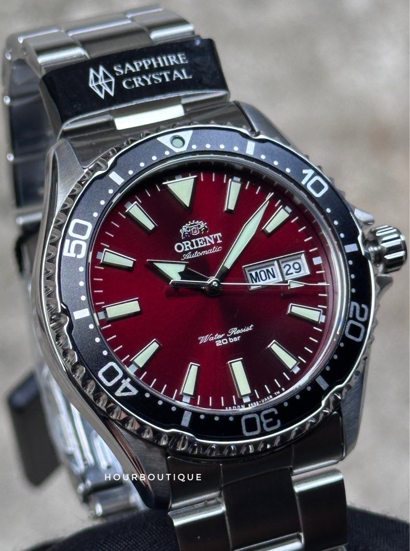 Orient Kamatsu Mako 3 Red Dial Mens Automatic Divers Watch RA-AA0003R
