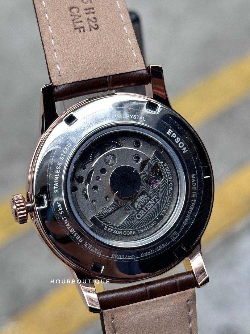 Brand New Orient Sun / Moon Automatic Men's Dress Watch , Rose Gold with Cream Dial RA-AK0007S