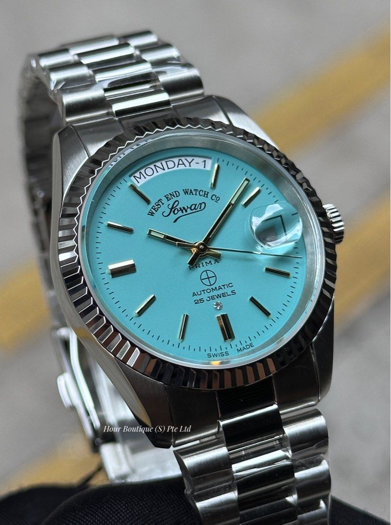 Westend Watch Co. Day Date Mint Blue Automatic Swiss Made Watch