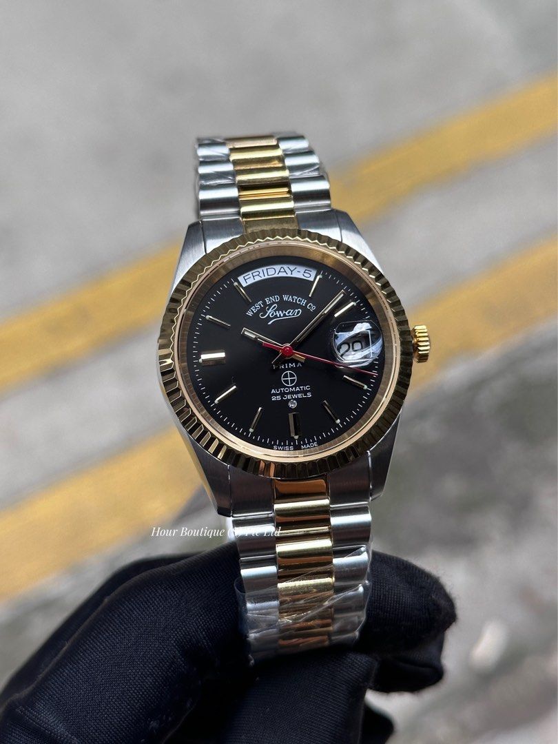 Westend Watch Co. Two Tone Number Dial Swiss Made Day Date Automatic Watch