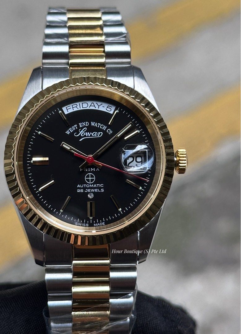 Westend Watch Co. Two Tone Number Dial Swiss Made Day Date Automatic Watch