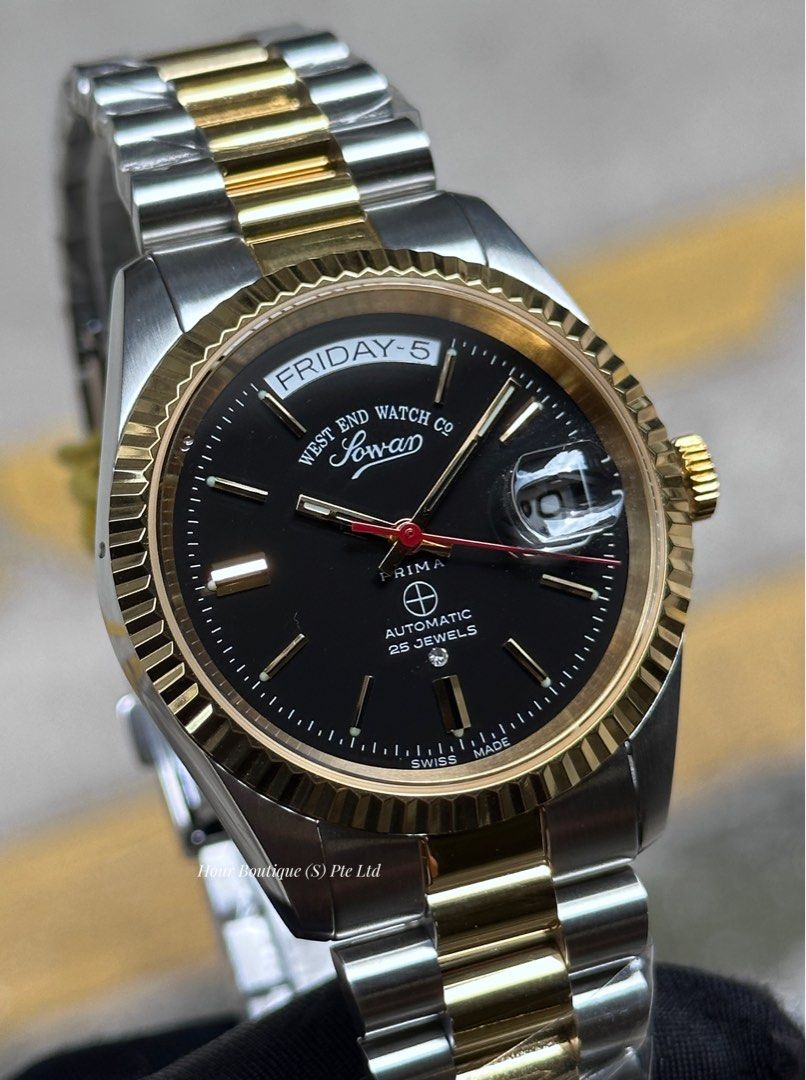 Westend Watch Co. Two Tone Number Dial Swiss Made Day Date Automatic Watch