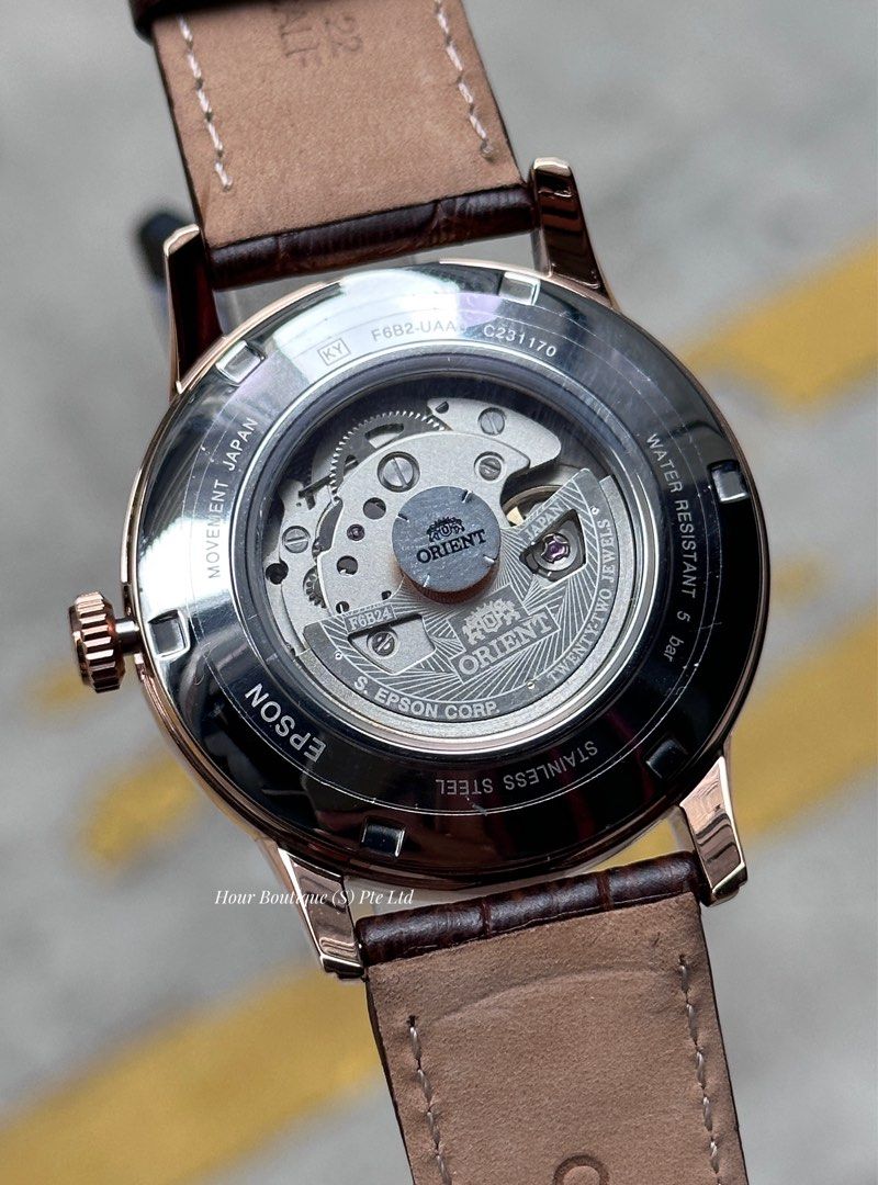 Brand New Orient Sun & Moon Rose Gold , Black Dial Men's Automatic Dress Watch RA-AK0309B