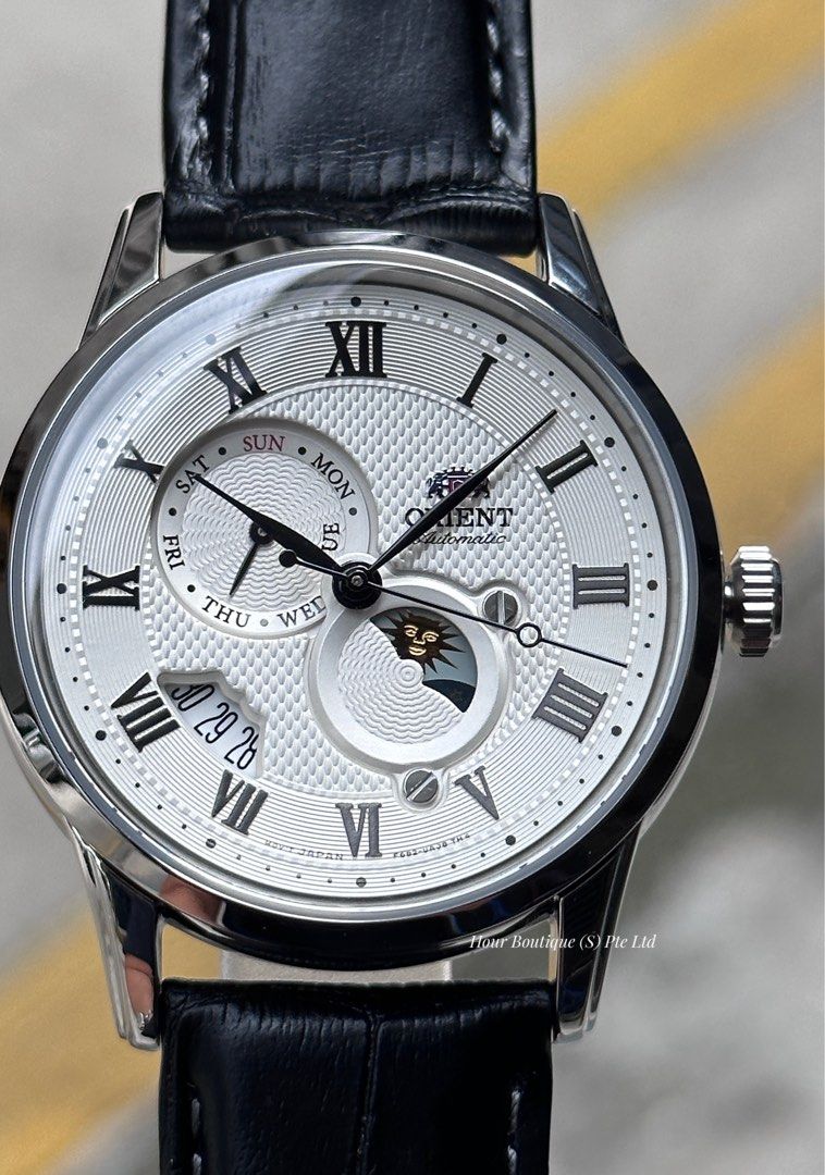 Brand New Orient Sun & Moon White Dial Men's Automatic Dress Watch RA-AK0008S
