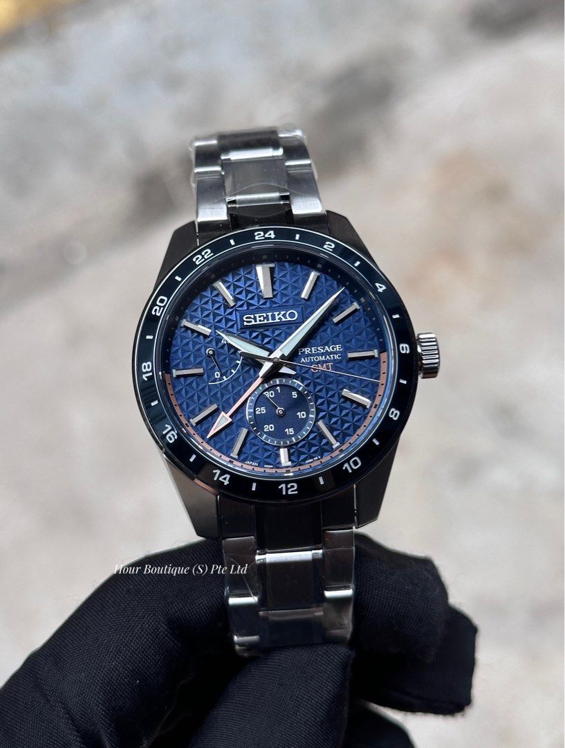 Brand New Seiko Presage Sharp Edged Automatic GMT Blue Dial Watch SPB217J1 SARF001