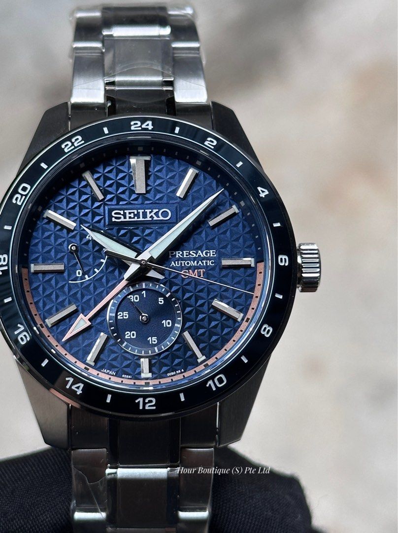 Brand New Seiko Presage Sharp Edged Automatic GMT Blue Dial Watch SPB217J1 SARF001