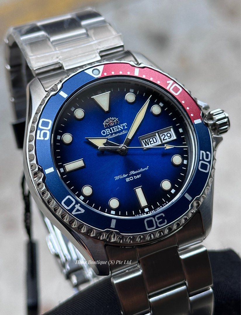 Orient Latest Kamasu Blue Red Bezel , with Vintage Lume Automatic Divers RA-AA0812L