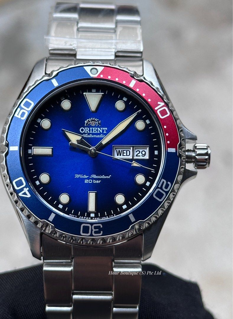 Orient Latest Kamasu Blue Red Bezel , with Vintage Lume Automatic Divers RA-AA0812L