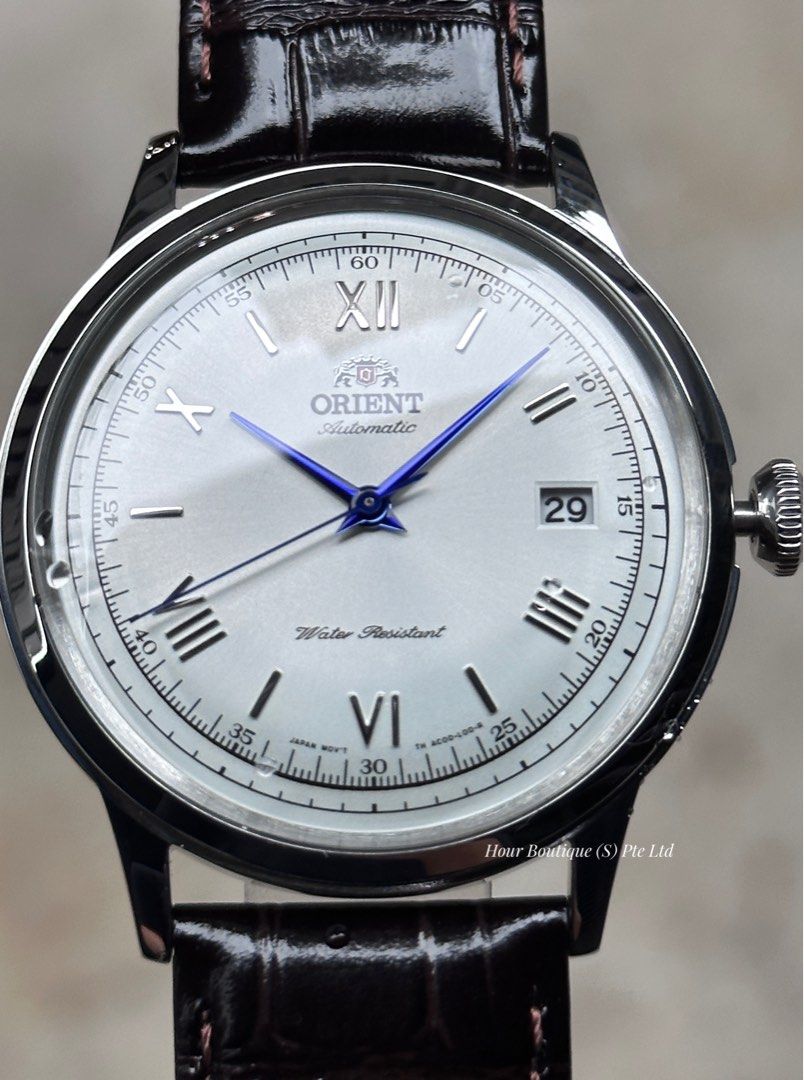Brand New 100% Authentic Orient Bambino White DIAL Blue Hands Men's Automatic Dress Watch AC00009W