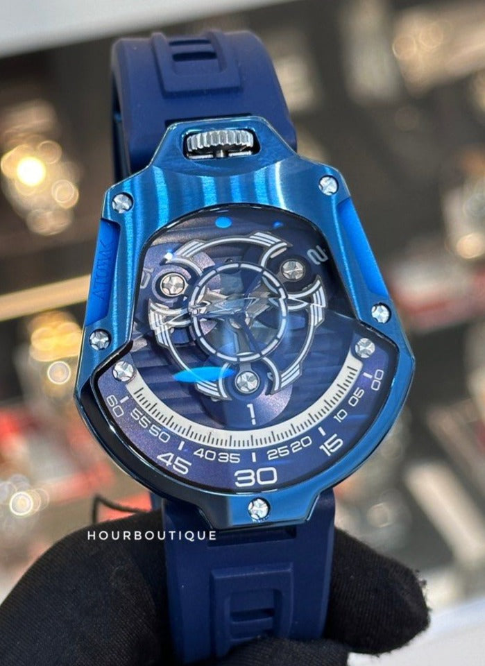 Brand New Atowak SpaceShip Abyssal Blue Automatic Wandering Hours Watch