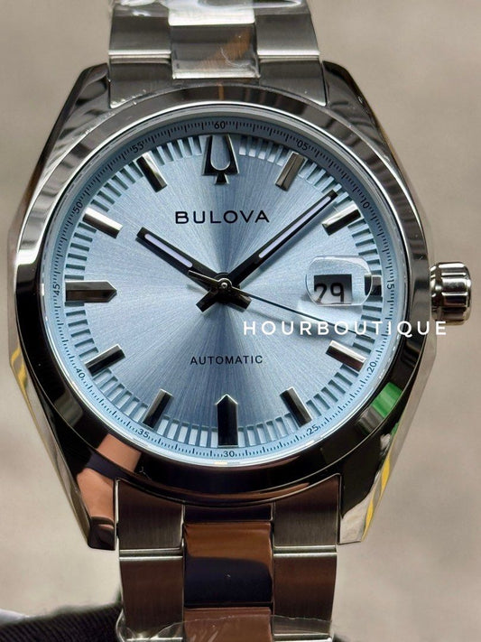 Brand New Bulova Classic Surveyor Ice Blue Dial Automatic Watch 96B469