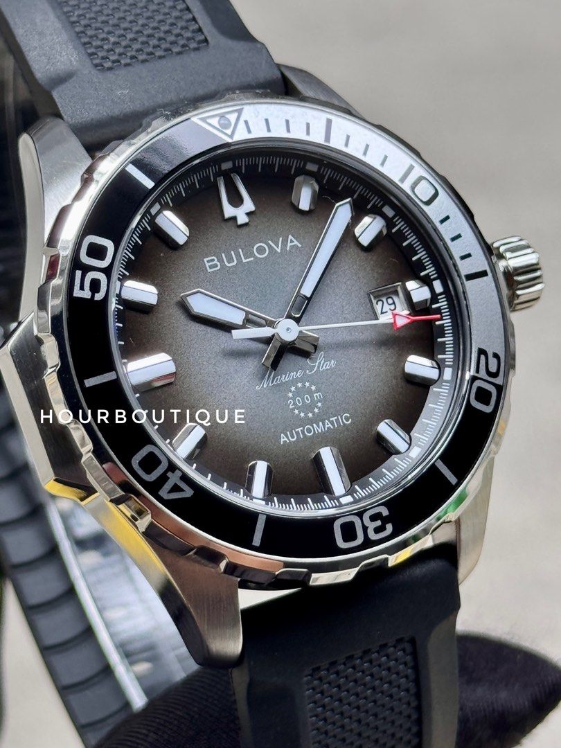 Brand New Bulova Marine Star Gradient Black Dial Automatic Divers Watch 98B465