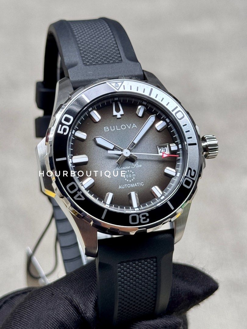 Brand New Bulova Marine Star Gradient Black Dial Automatic Divers Watch 98B465