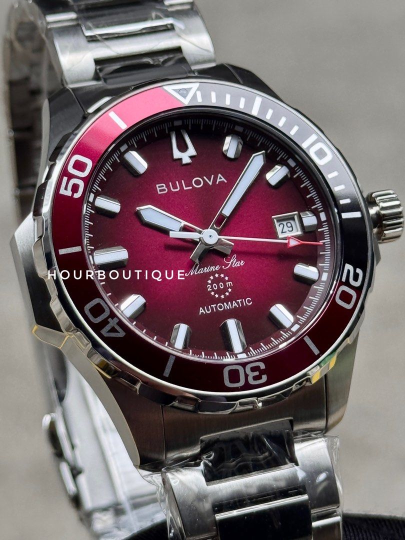 Brand New Bulova Marine Star Red Dial Automatic Divers Watch 98B472
