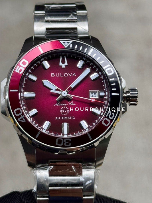 Brand New Bulova Marine Star Red Dial Automatic Divers Watch 98B472