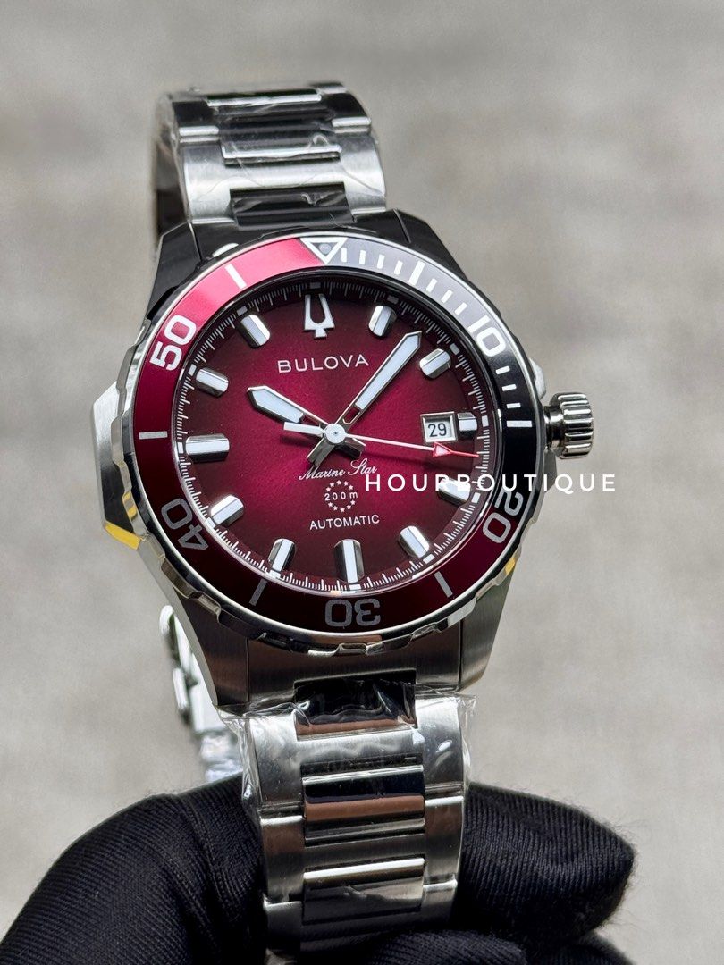Brand New Bulova Marine Star Red Dial Automatic Divers Watch 98B472