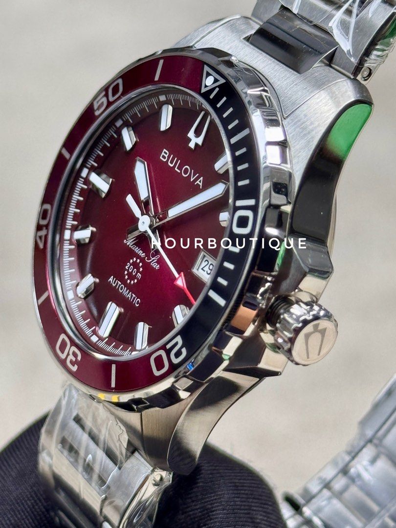 Brand New Bulova Marine Star Red Dial Automatic Divers Watch 98B472