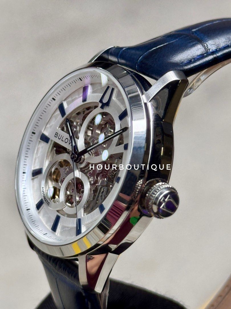 Brand New Bulova Skeleton Automatic White Dial Watch 96A330