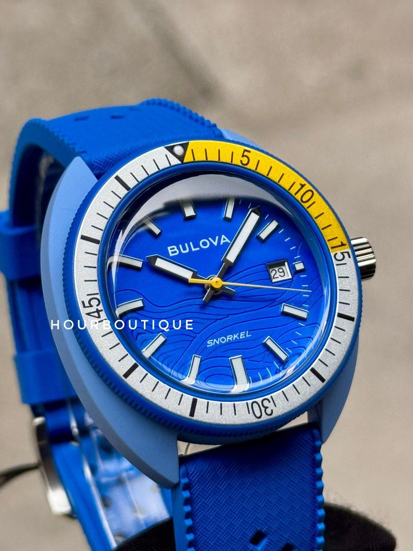 Brand New Bulova Snorkel Blue Tang Fish Quartz Watch 98B445