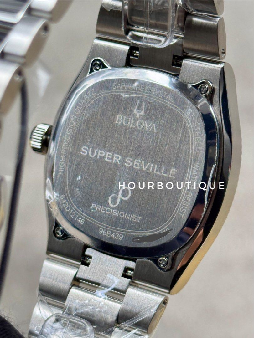 Brand New Bulova Super Seville Gold Black, Precisionist Quartz Sweeping Hands Watch 97B246