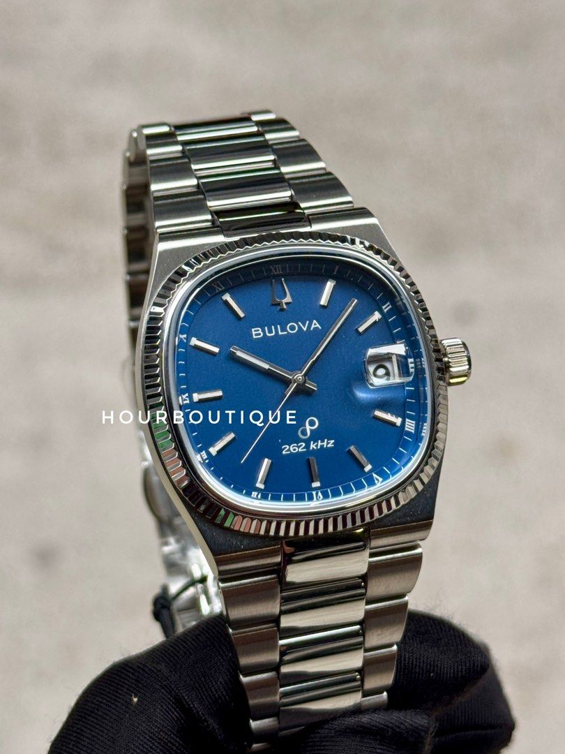 Brand New Bulova Super Seville Blue Dial Steel 262hz Quartz Sweeping Watch 96B440