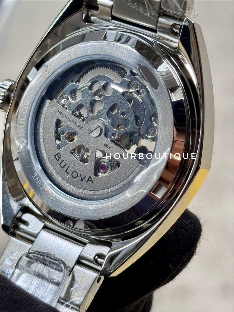 Brand New Bulova Surveyor Blue Skeleton Automatic Watch 96A292
