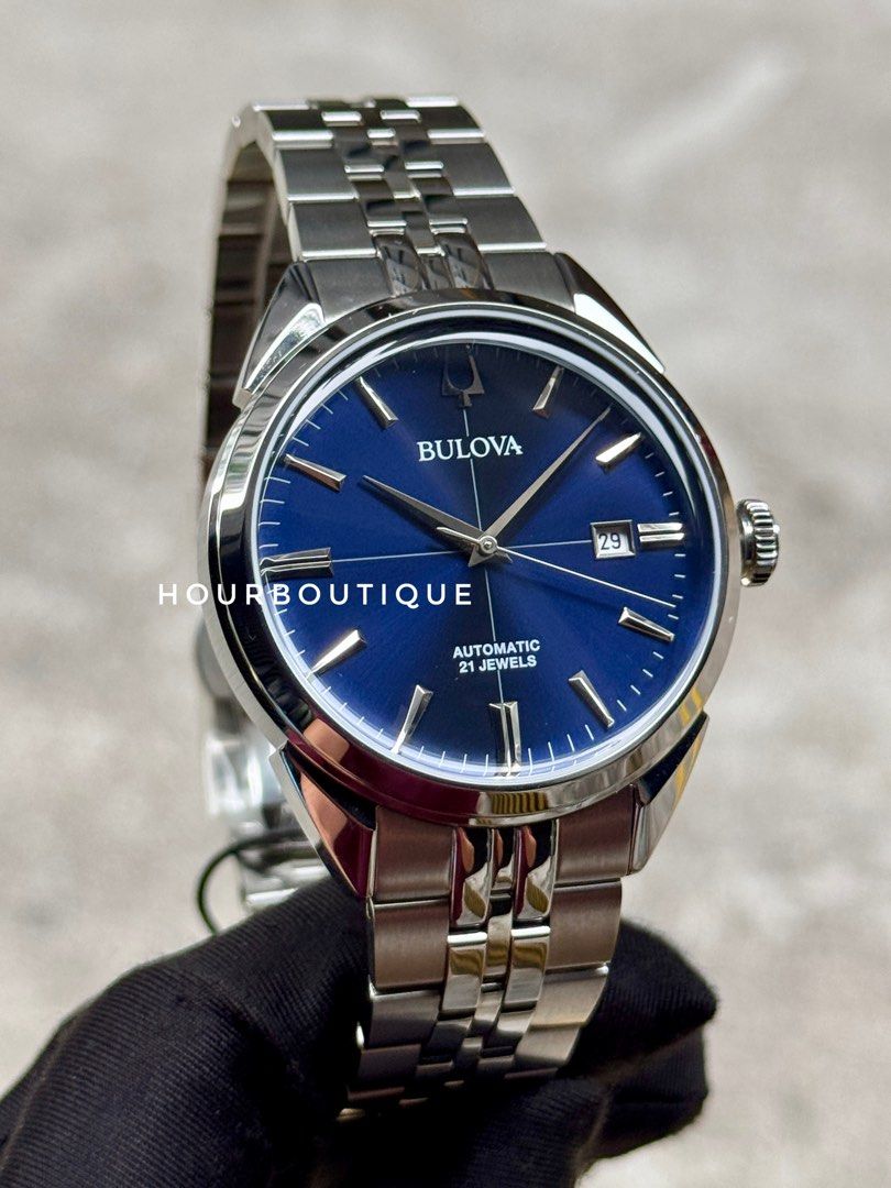 Brand New Bulova Sutton Dark Blue Dial Automatic Watch 96B425