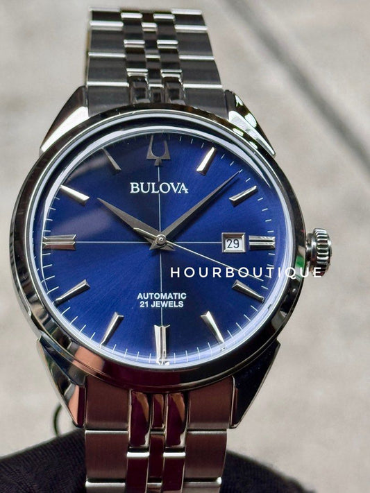 Brand New Bulova Sutton Dark Blue Dial Automatic Watch 96B425