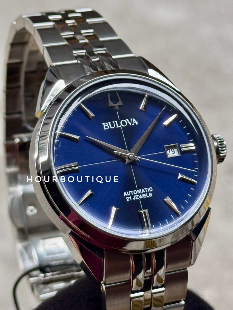 Brand New Bulova Sutton Dark Blue Dial Automatic Watch 96B425