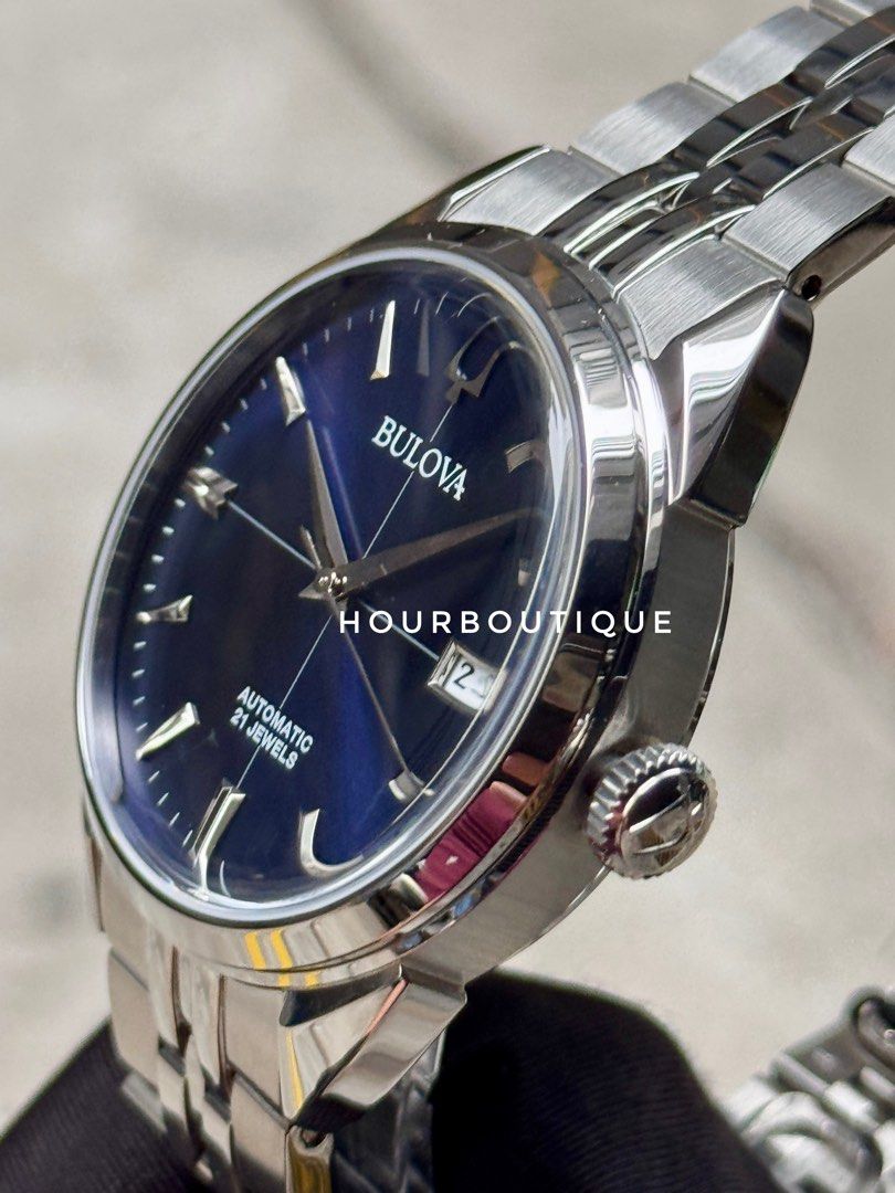 Brand New Bulova Sutton Dark Blue Dial Automatic Watch 96B425
