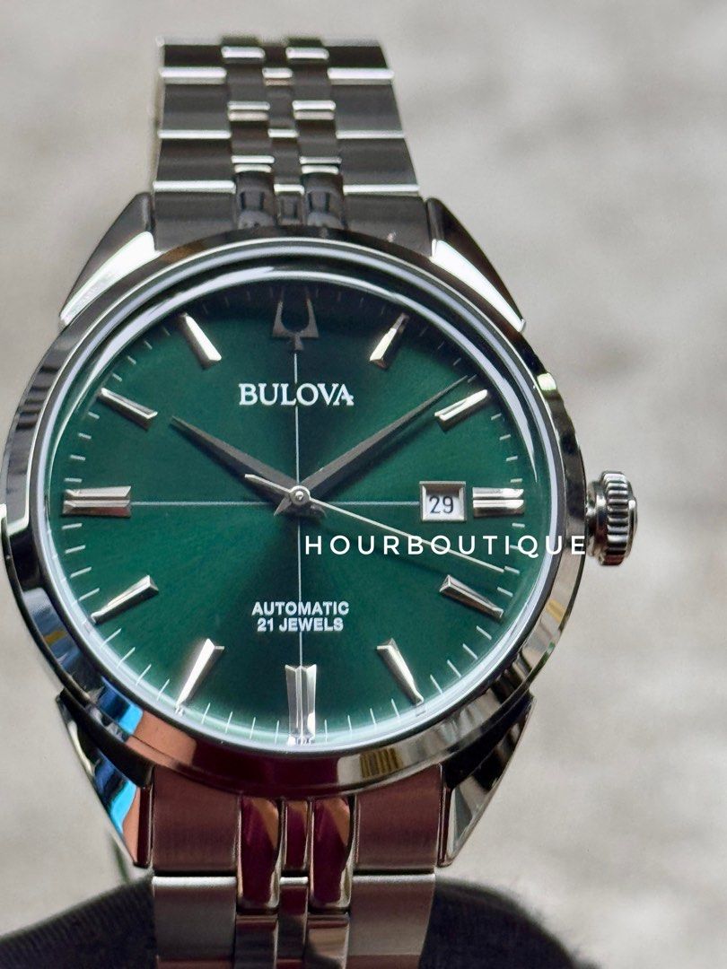 Brand New Bulova Sutton Green Dial Automatic Classic Watch 96B424