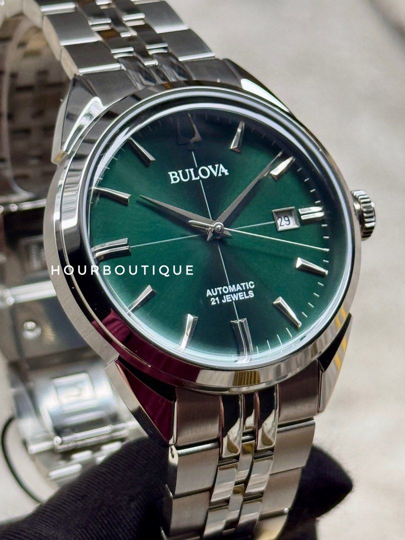 Brand New Bulova Sutton Green Dial Automatic Classic Watch 96B424
