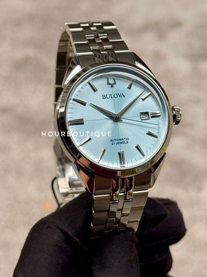 Brand New Bulova Sutton Ice Blue Dial Automatic Classic Watch 96B423