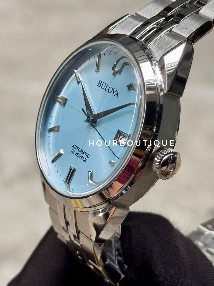 Brand New Bulova Sutton Ice Blue Dial Automatic Classic Watch 96B423
