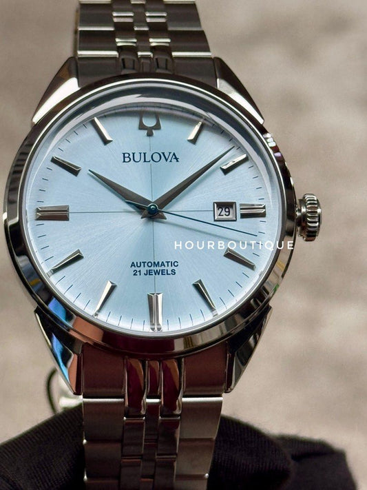 Brand New Bulova Sutton Ice Blue Dial Automatic Classic Watch 96B423