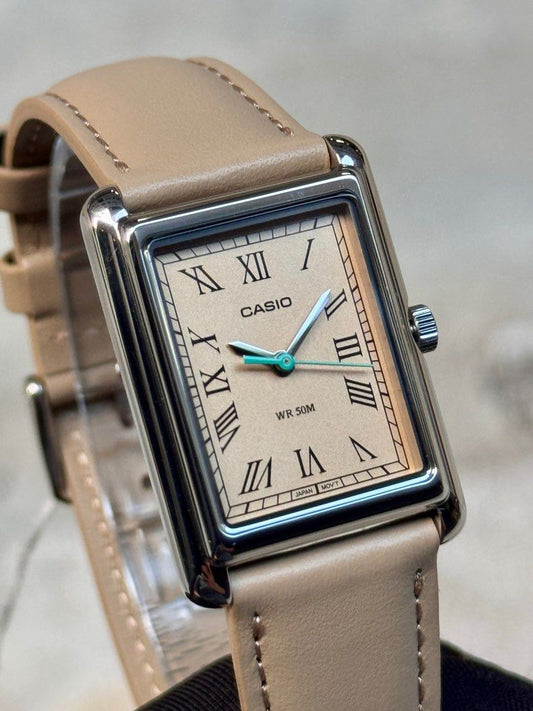Brand New Casio Europe Exclusive Cream Dial Rectangular Quartz Watch LTP-B165L-5B