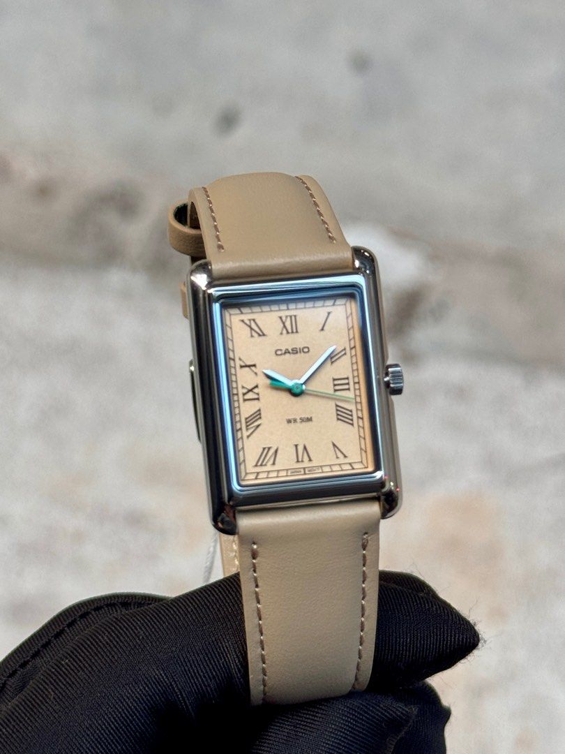 Brand New Casio Europe Exclusive Cream Dial Rectangular Quartz Watch LTP-B165L-5B