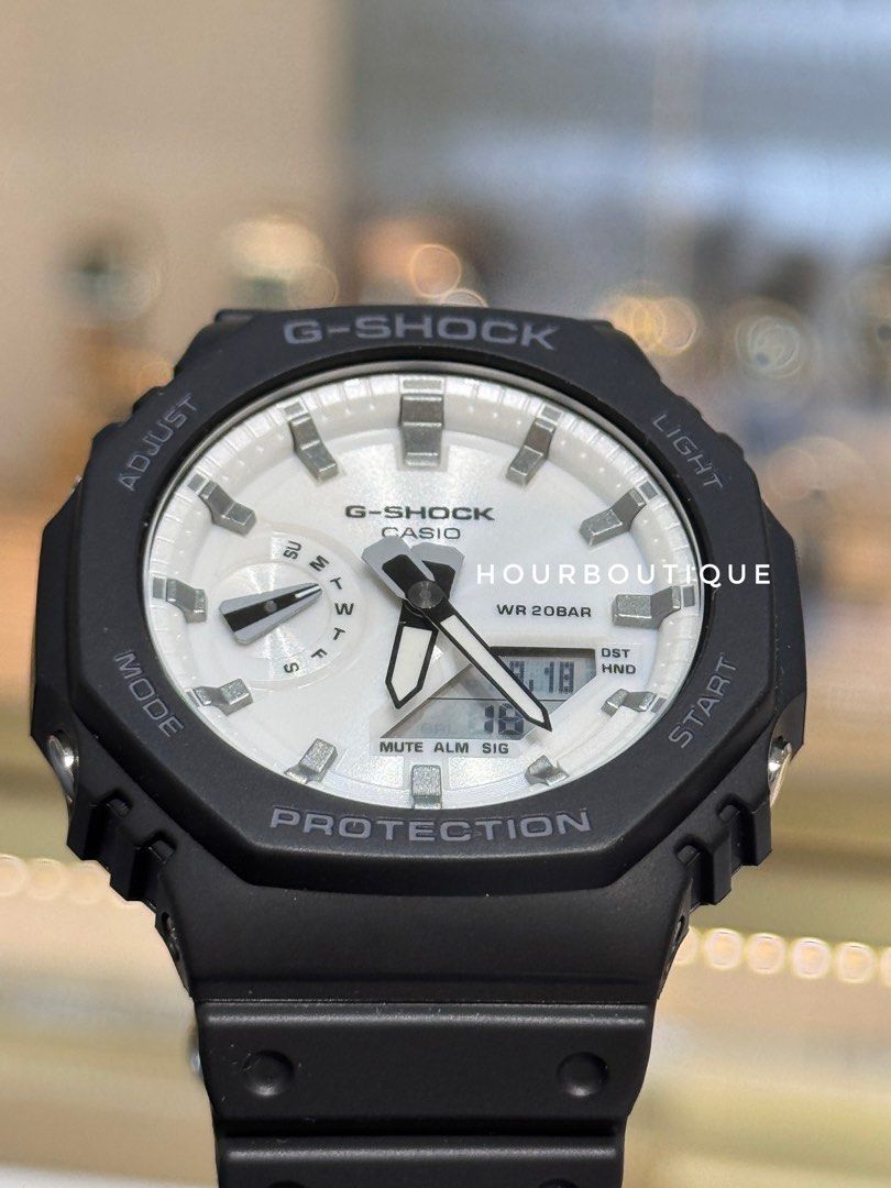 Brand New Casio GShock Black Case white Dial Watch GA-2100WD-1