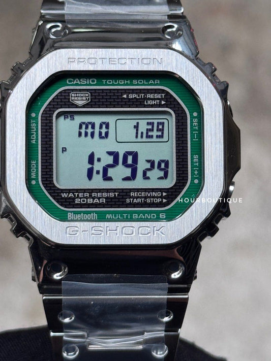 Brand New Casio GShock Full Metal Green Bezel Digital Square Watch GMW-B5000D-3A