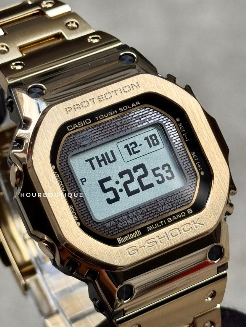Brand New Casio GShock Full Metal LCD Display In PVD Gold Case Tough Solar Watch GMW-BZ5000D-9
