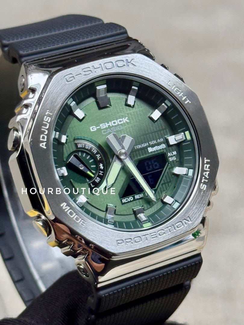 Brand New Casio Gshock Metal Ana Digital Green Dial Watch GBM-2100-1A3