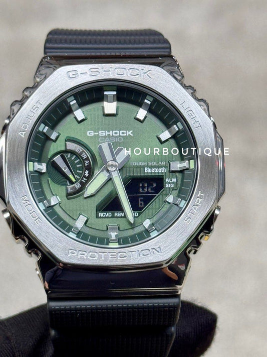 Brand New Casio Gshock Metal Ana Digital Green Dial Watch GBM-2100-1A3