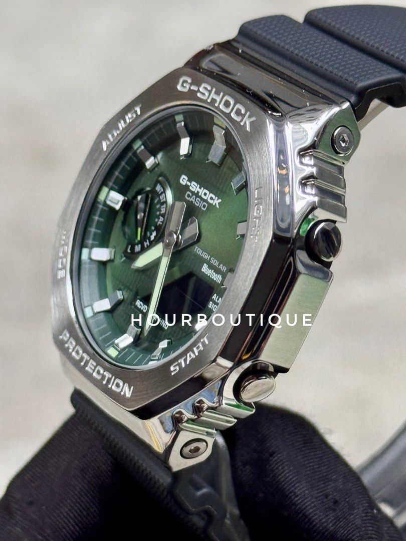Brand New Casio Gshock Metal Ana Digital Green Dial Watch GBM-2100-1A3